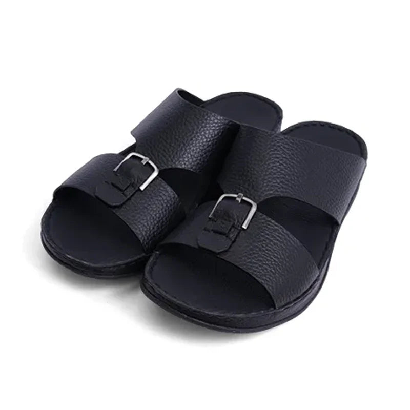 Timeless Unlined Hammered Men Classic Arabic Sandals Black - Aetrex Middle East
