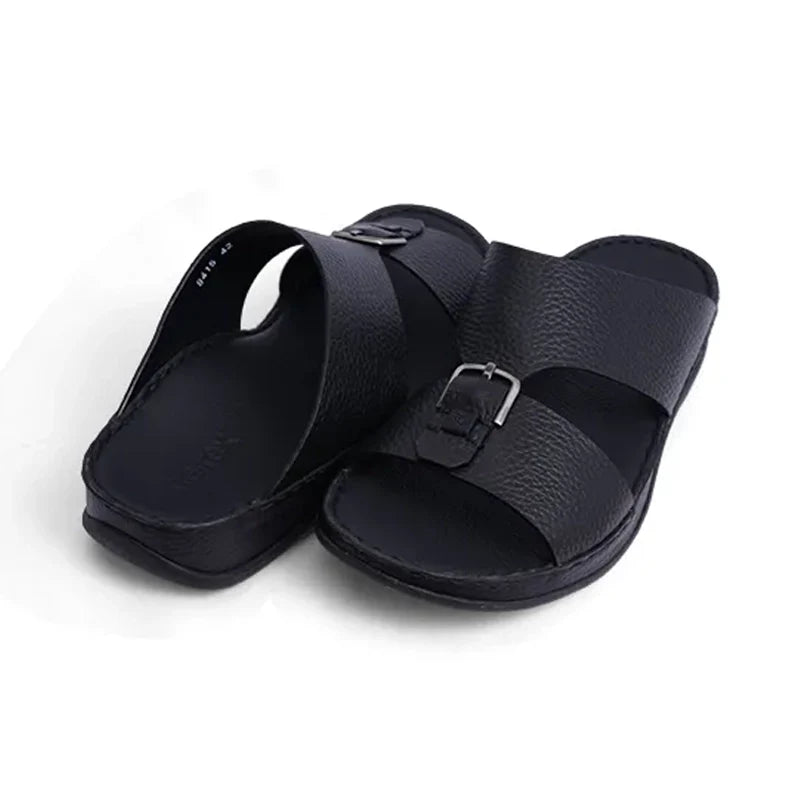 Timeless Unlined Hammered Men Classic Arabic Sandals Black - Aetrex Middle East